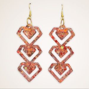 GORGEOUS Glitter Diamond Shaped Christmas Earrings